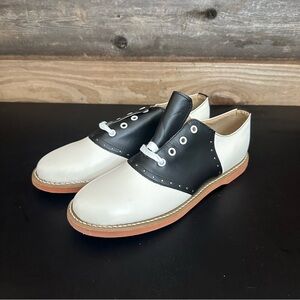 Kesco Black White Lace-up Saddle Shoes Uniform Halloween 50’s READ Size 10-10.5B